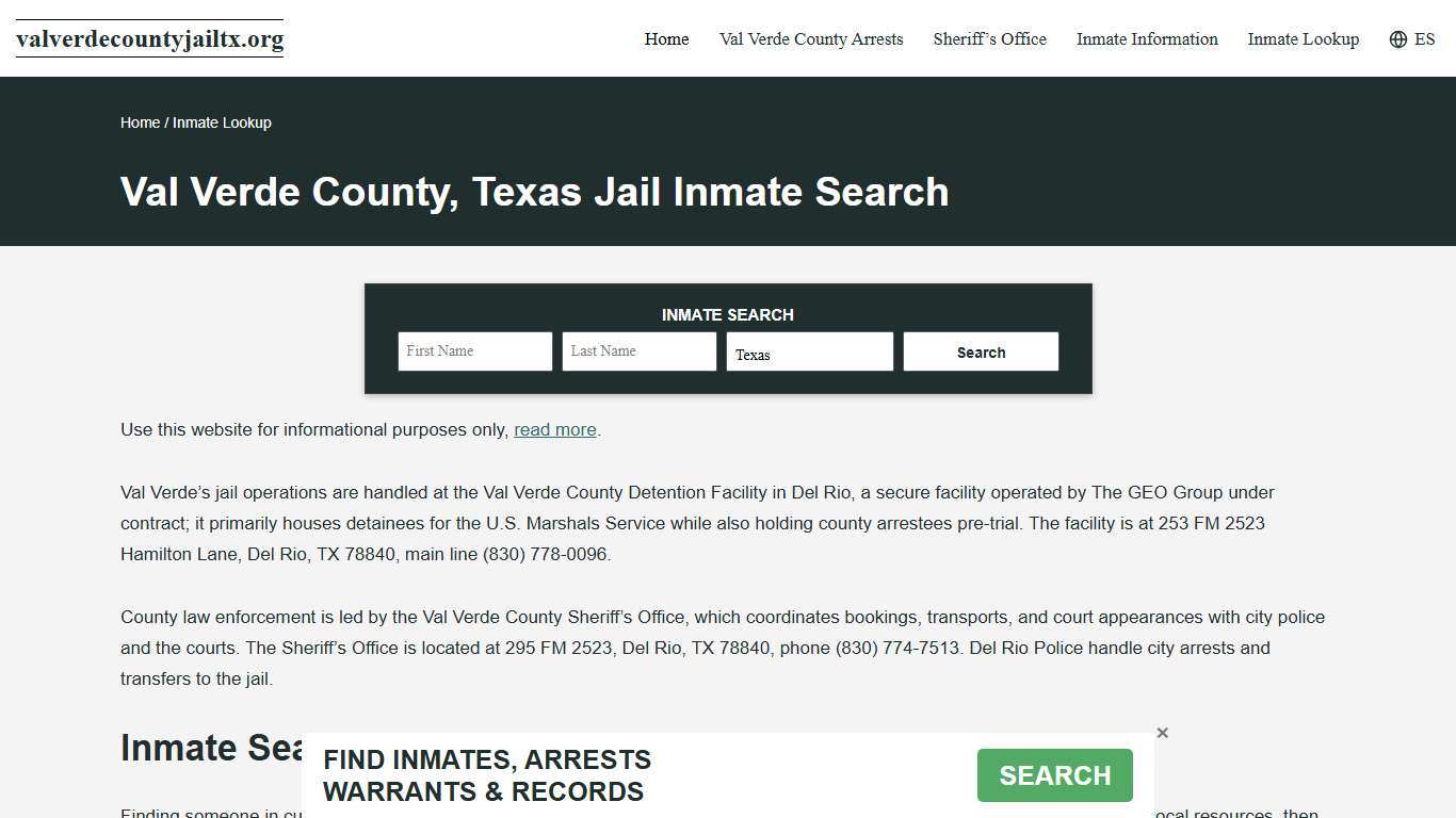 Val Verde County, TX Incarcerated Records Lookup